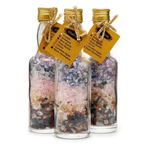 7 Chakra Gemstone Chips Glass Bottle Wishing Healing Crystals Collectable Gems
